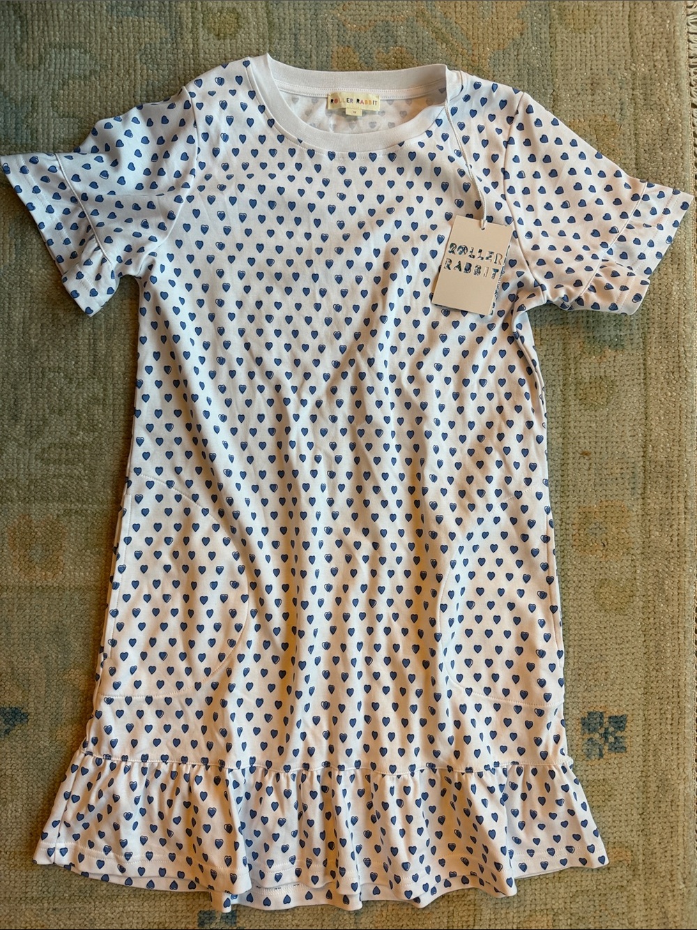 Roller Rabbit White Dress with Blue Heart Print